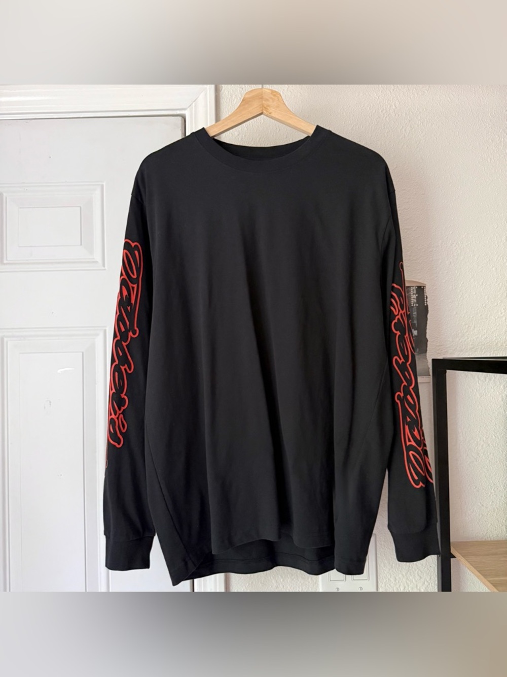 OCTOBER’S VERY OWN black owl logo crew neck cotton‎ long sleeve tee t-shirt